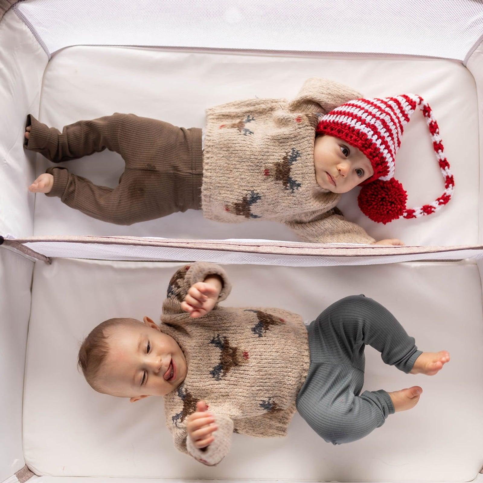 HARPPA Twin Bassinet fot Infant, Bedside Crib for 2 Babies, Height Adjustable, Unisex, Gray