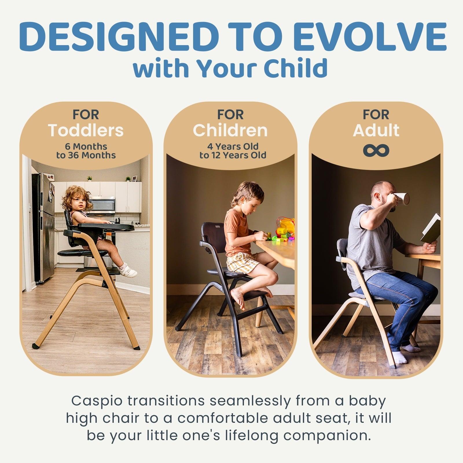 HARPPA High Chair for Babies and Toddlers, Baby Highchairs with Adjustable Seat & Footrest, Removable Tray and Cushion, Woodgrain Gray