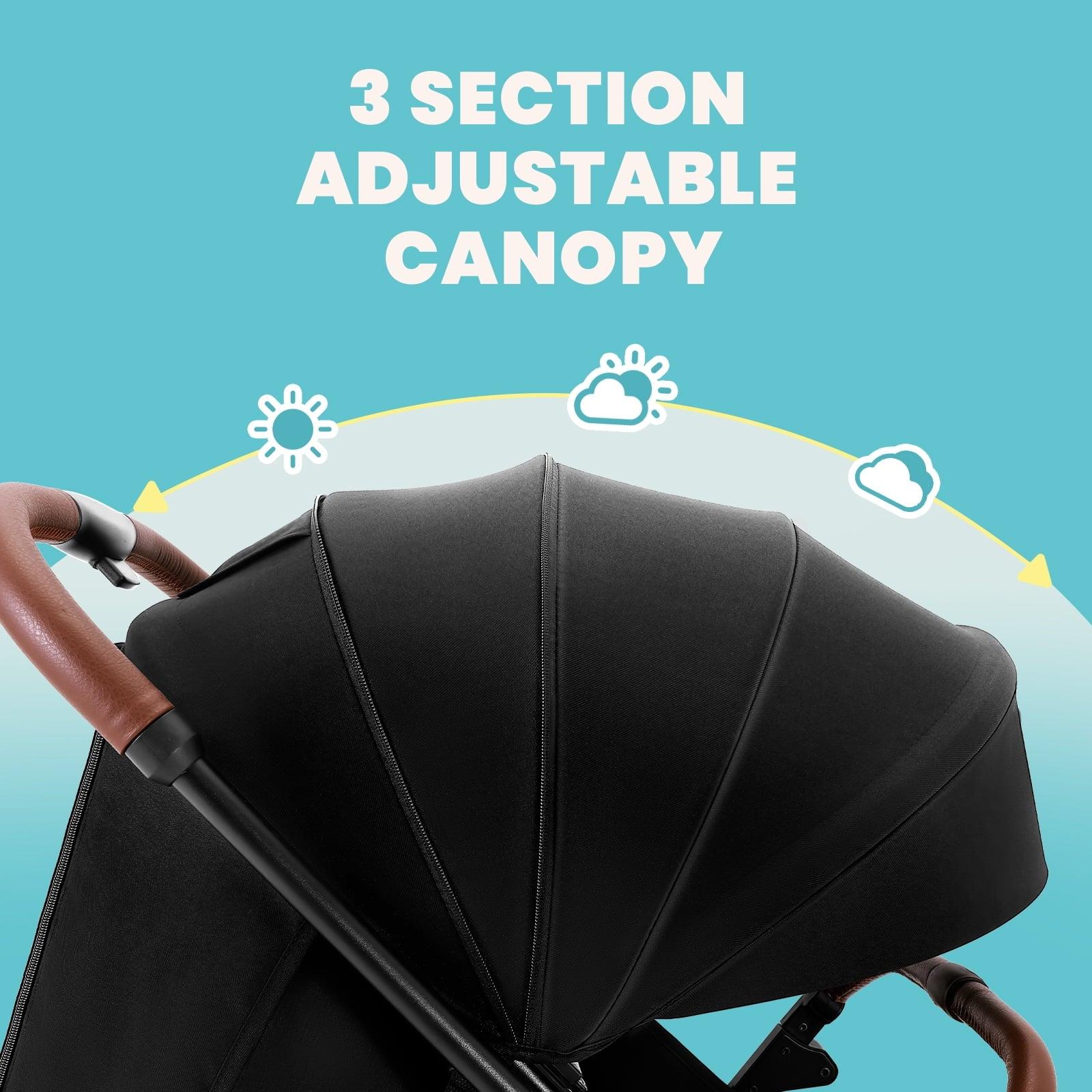 HARPPA Foldable Stroller for Baby and Toddler, Reversible Handle, 17lbs, Unisex Black