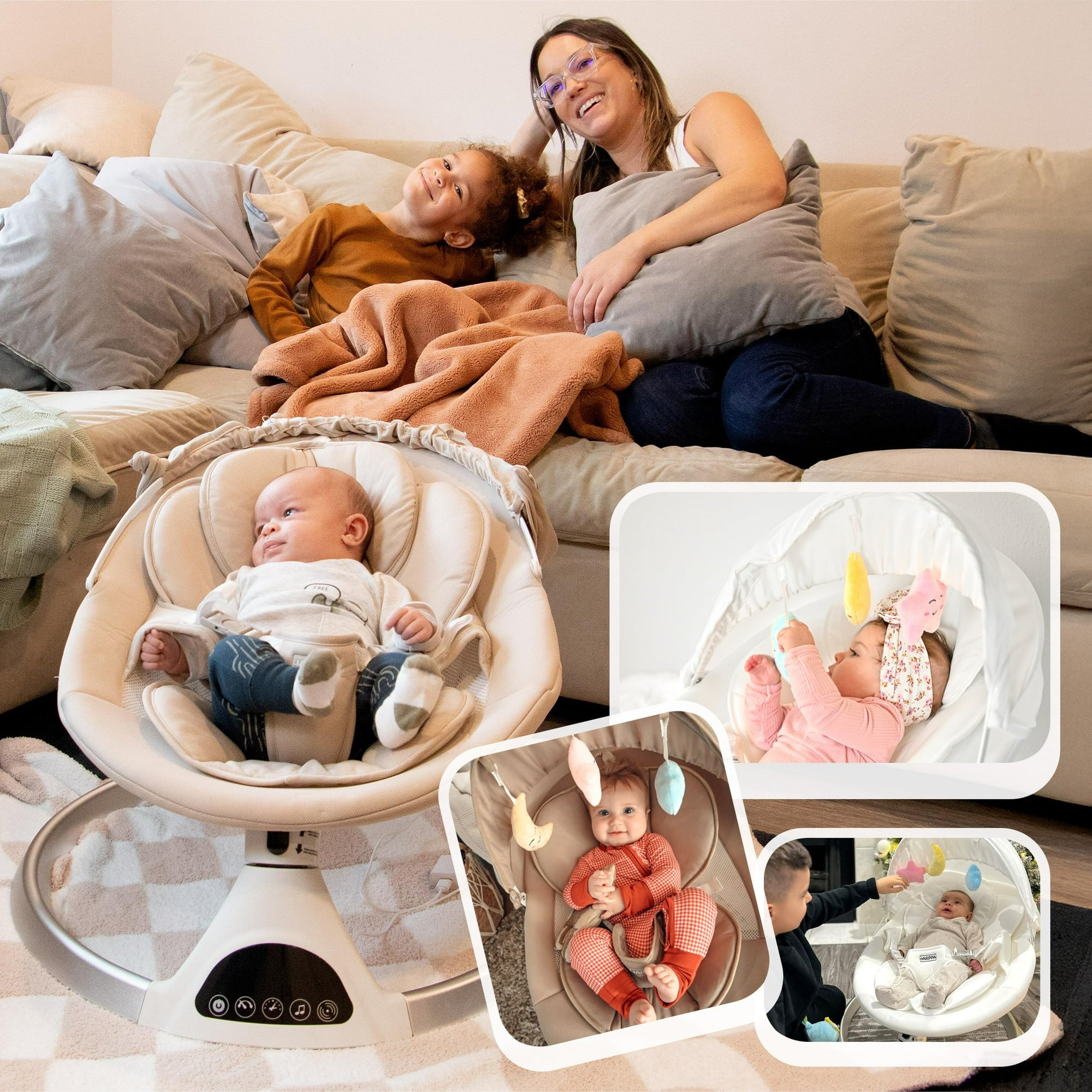 HARPPA Electric Baby Swing for Infants with Remote Control, 5 Sway Speed, Bluetooth Music, Pink