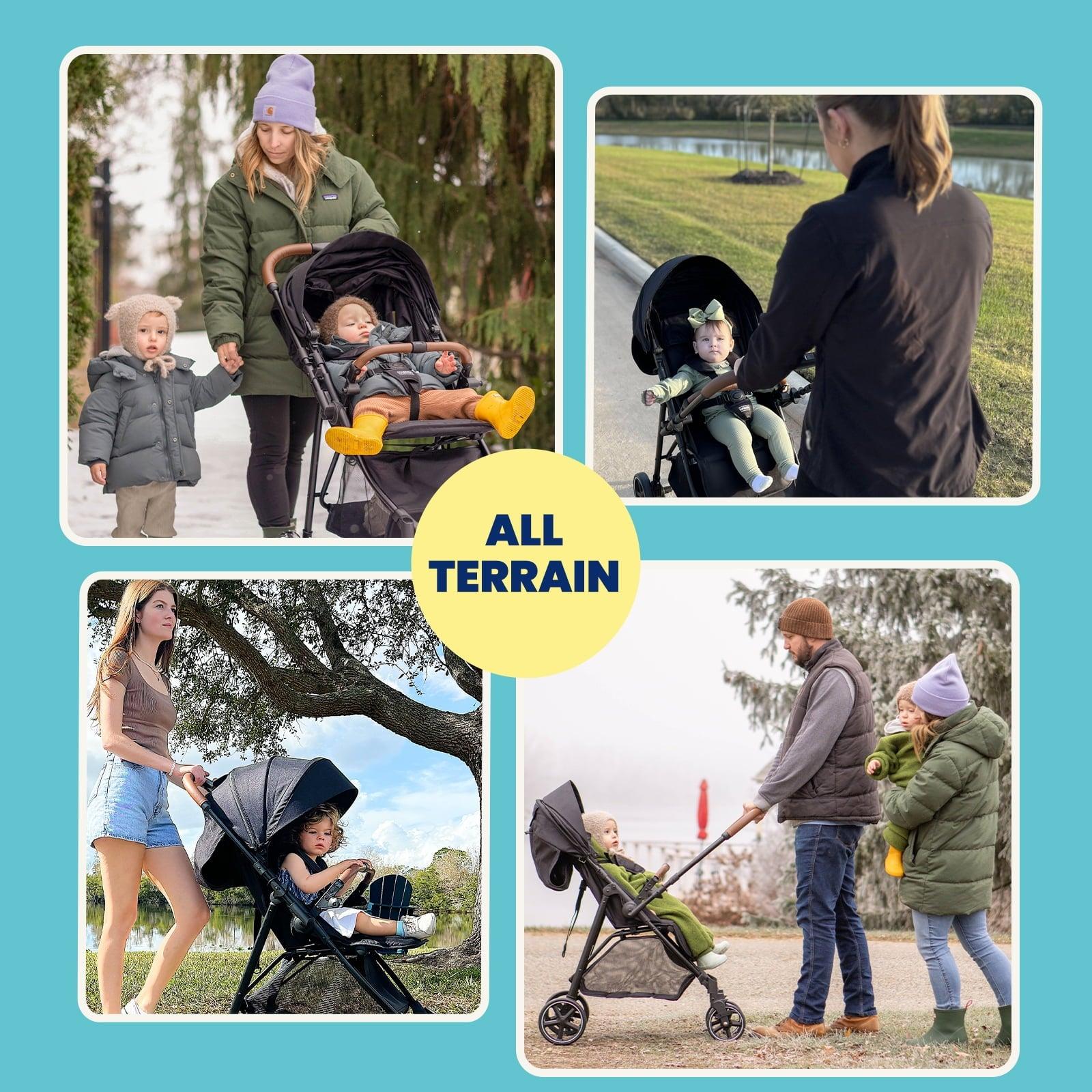 HARPPA Foldable Stroller for Baby and Toddler, Reversible Handle, 17lbs, Unisex Black