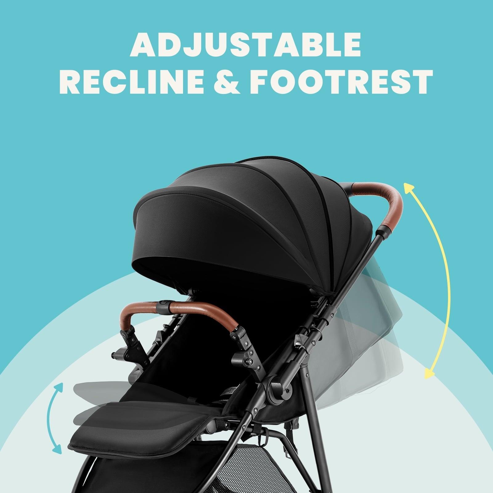 HARPPA Foldable Stroller for Baby and Toddler, Reversible Handle, 17lbs, Unisex Black