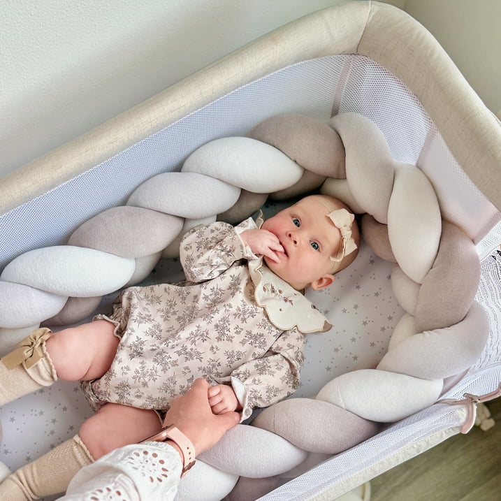 HARPPA 3 in 1 Baby Bedside Bassinet Sleeper, Baby Bassinet with Rocking and 5 Heights Adjustable, Beige