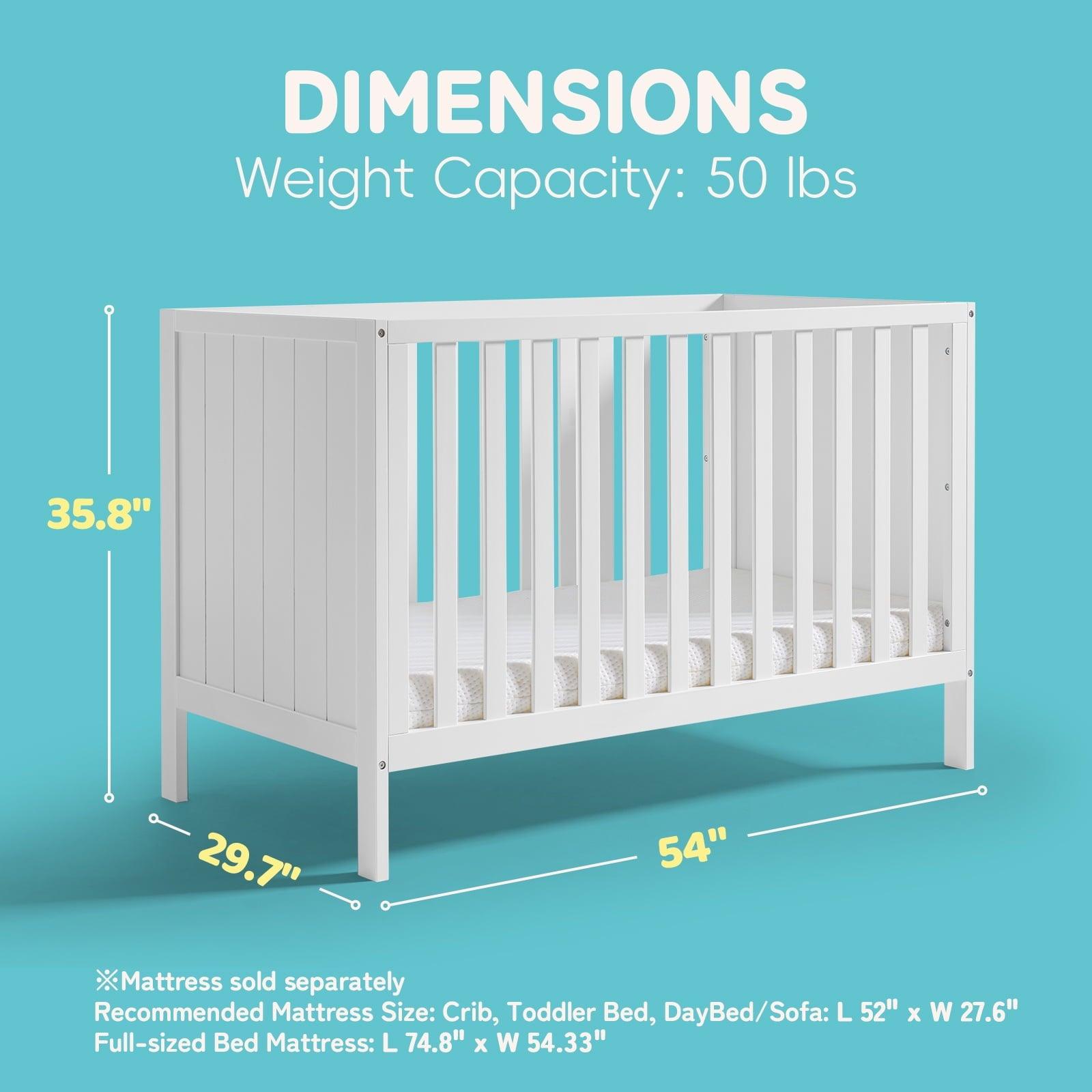 HARPPA 5-in-1 Convertible Baby Crib for Infant to Toddler, White