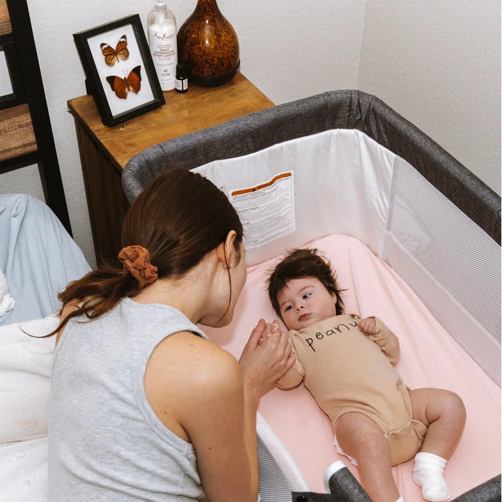 HARPPA 3 in 1 Baby Bassinet Bedside Sleeper, Height Adjustable, Easy Folding, Gray