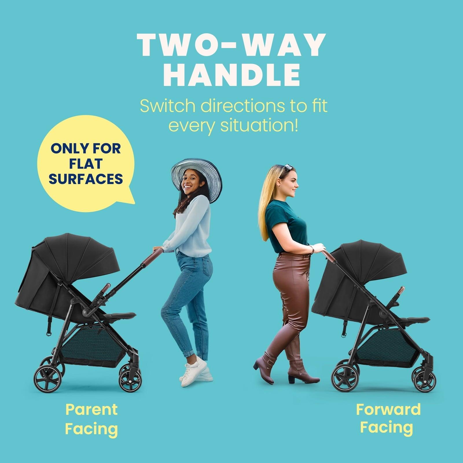 HARPPA Foldable Stroller for Baby and Toddler, Reversible Handle, 17lbs, Unisex Black