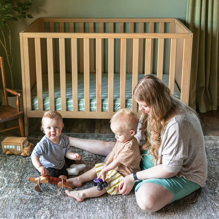 HARPPA 5-in-1 Convertible Baby Crib for Infant to Toddler, Natural Wood