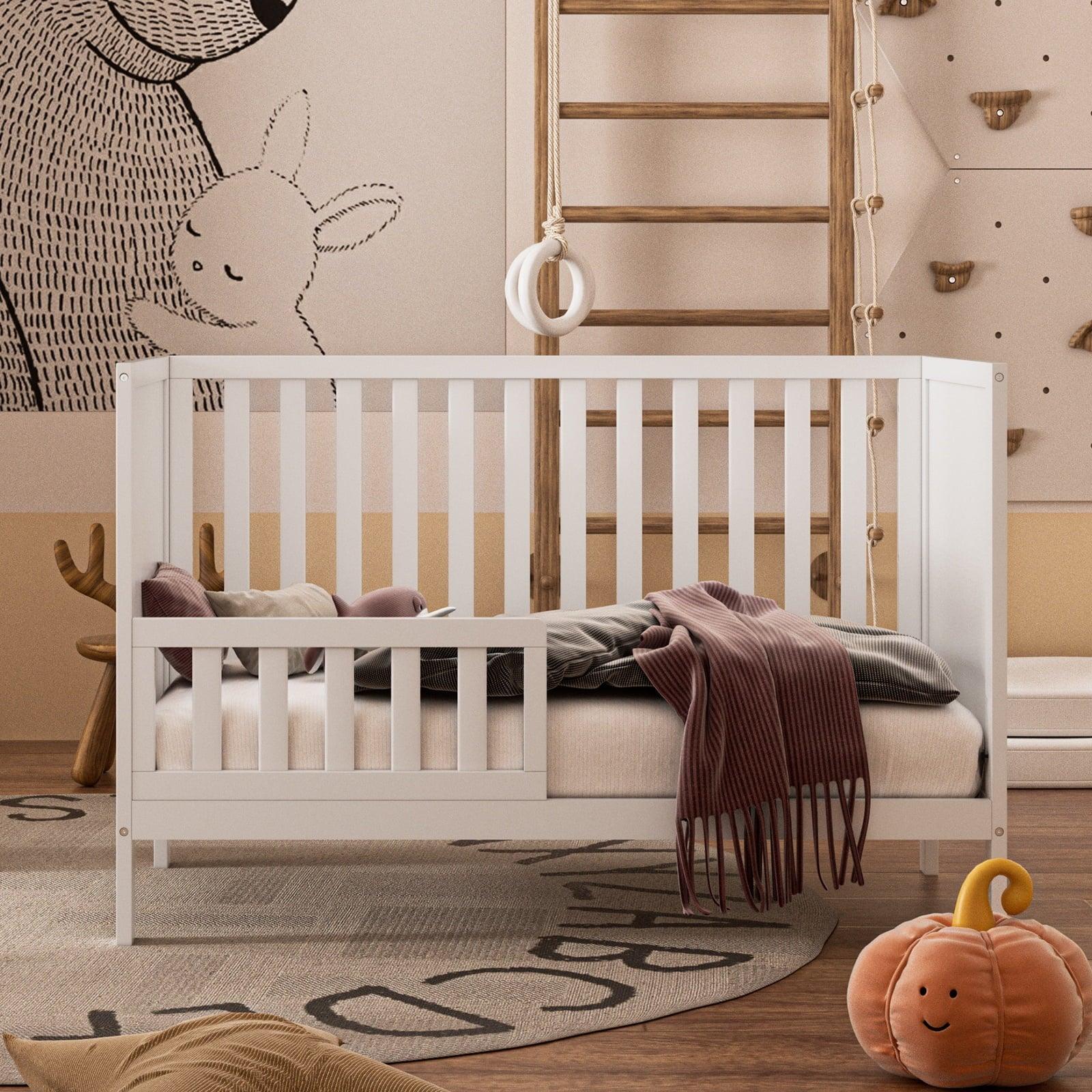 HARPPA 5-in-1 Convertible Baby Crib for Infant to Toddler, White