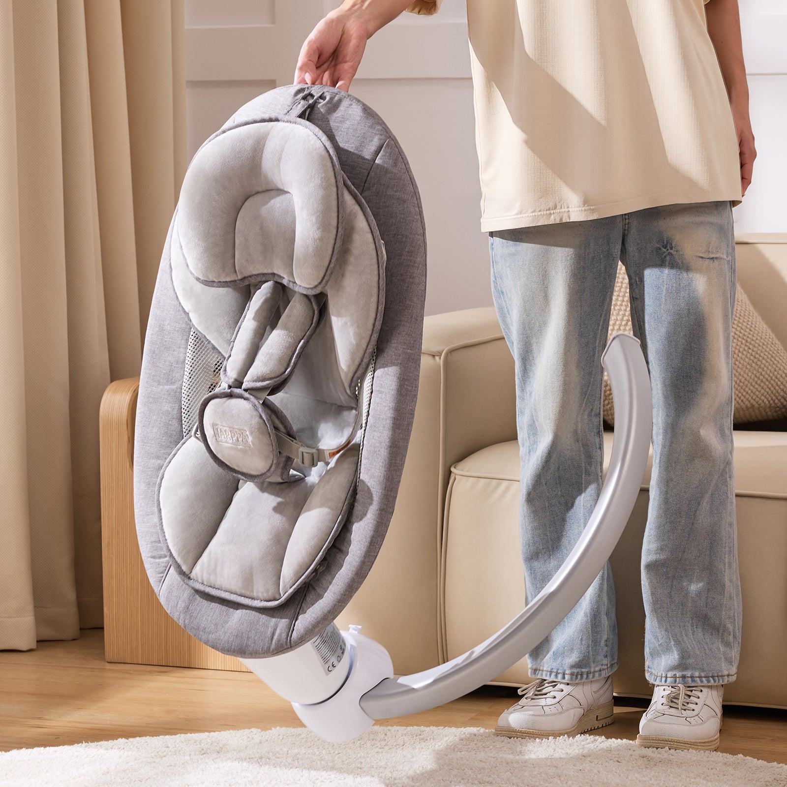 HARPPA Baby Swing for Newborns with Remote Control, 5 Sway Speed, Bluetooth Music