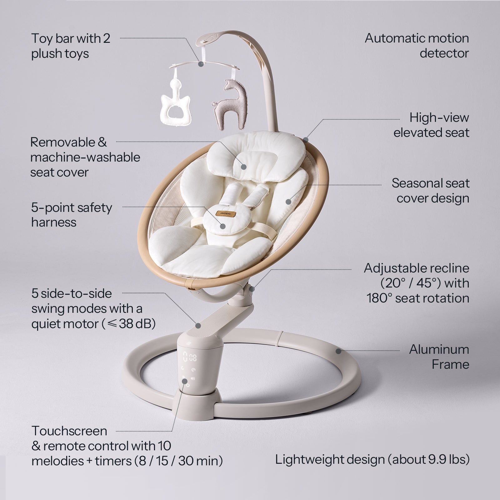 HARPPA Weddell Signature | Eye-Level Electric Baby Swing