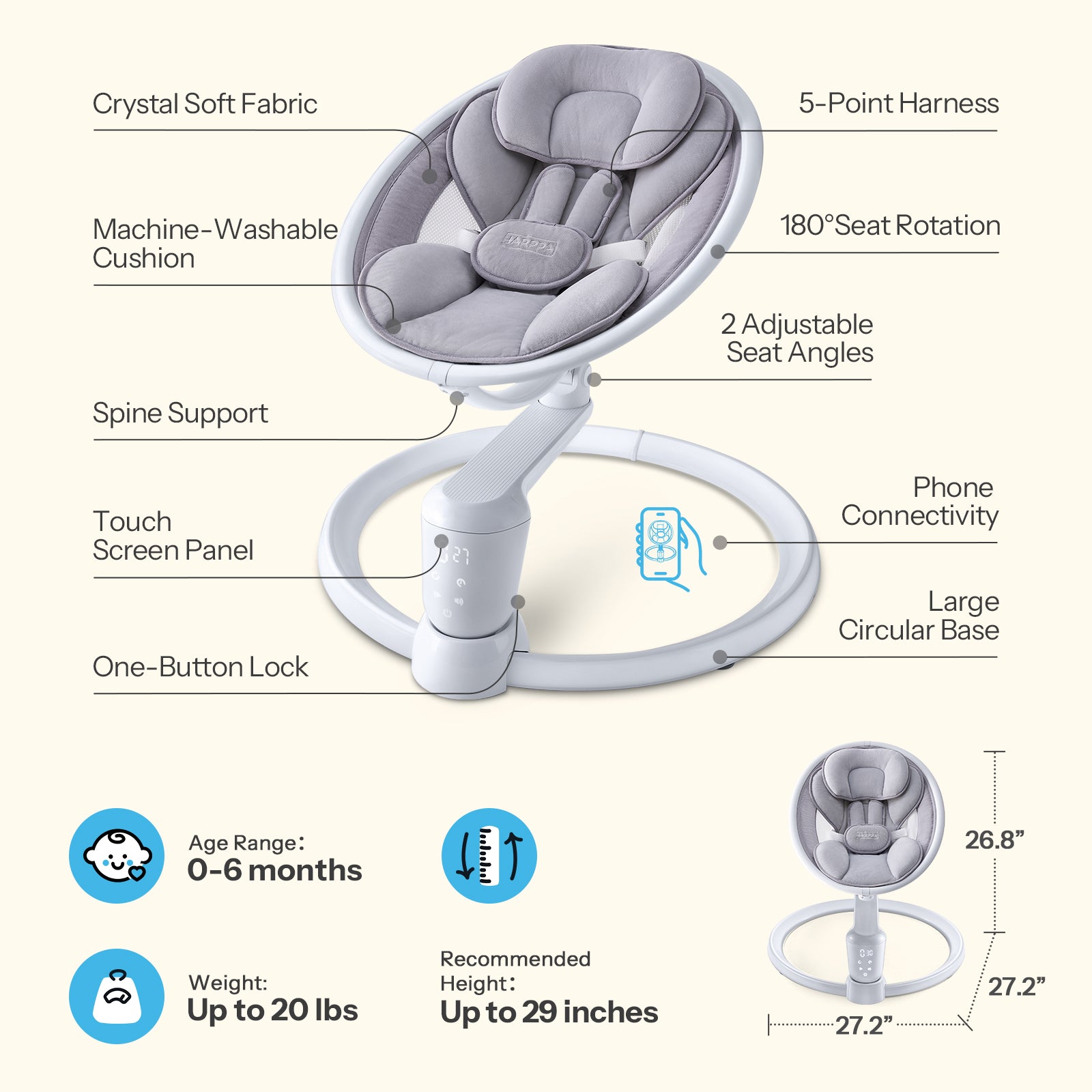 HARPPA Weddell Orbit | Electric Baby Swing for eye-level bonding