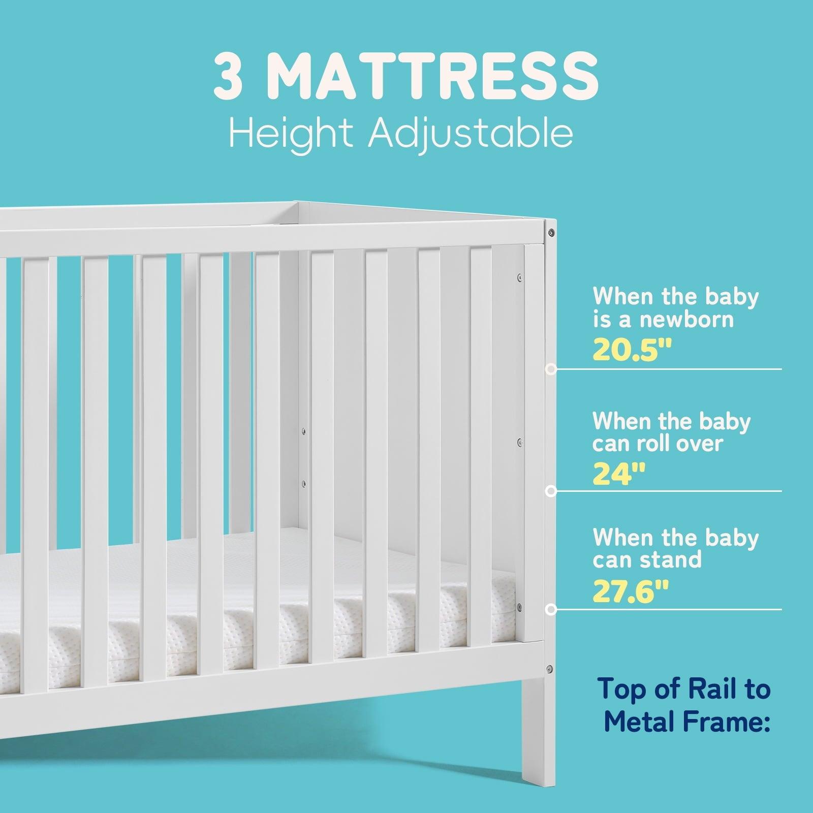 HARPPA 5-in-1 Convertible Baby Crib for Infant to Toddler, White