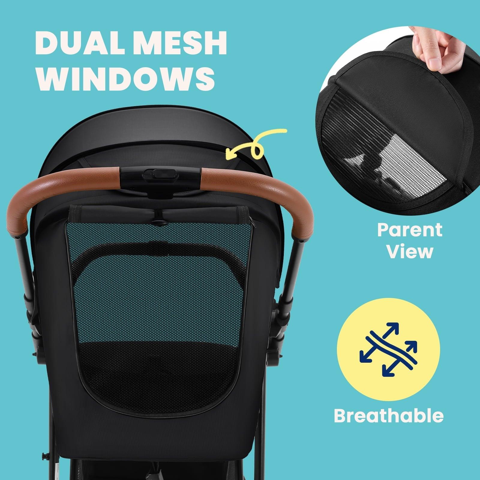 HARPPA Foldable Stroller for Baby and Toddler, Reversible Handle, 17lbs, Unisex Black
