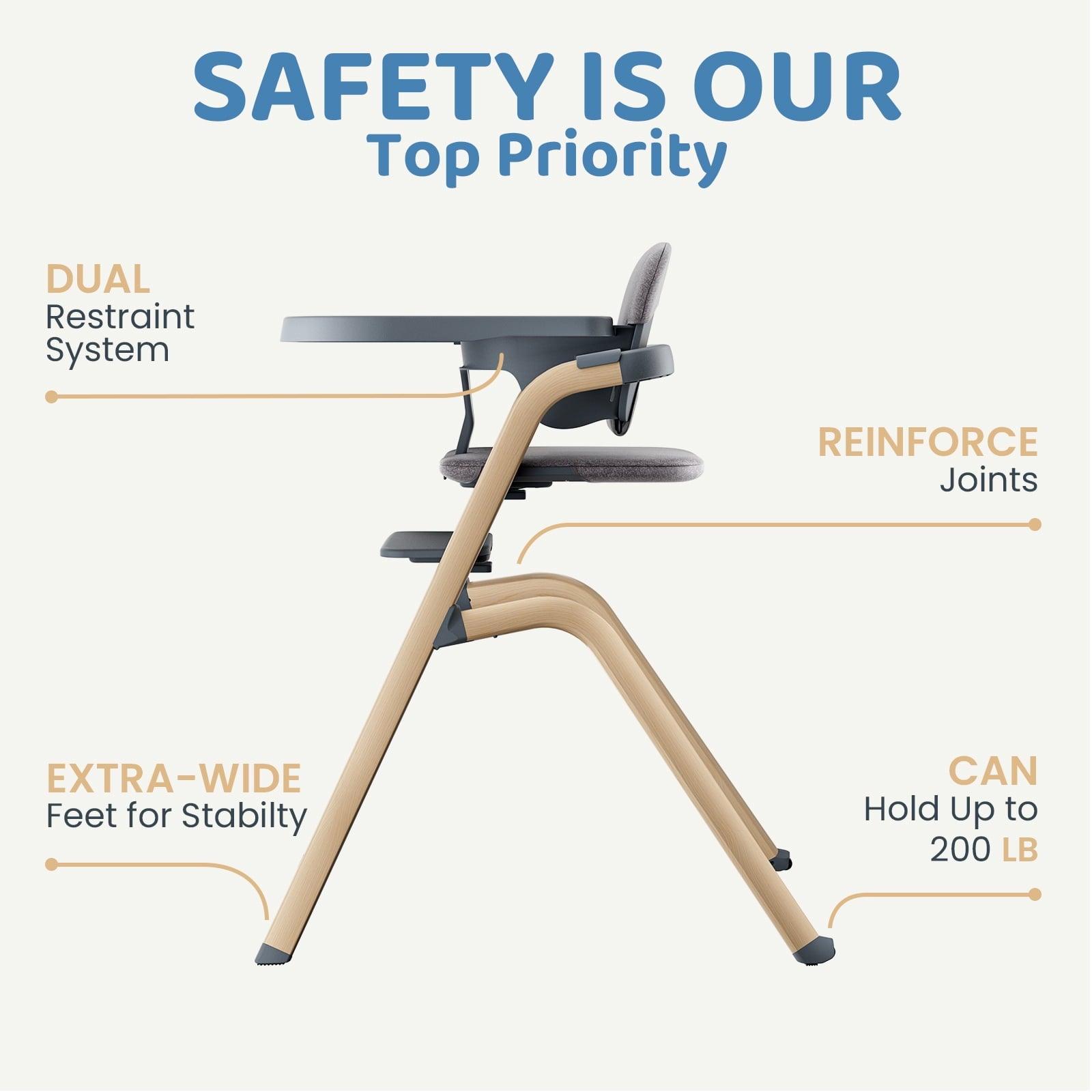 HARPPA High Chair for Babies and Toddlers, Baby Highchairs with Adjustable Seat & Footrest, Removable Tray and Cushion, Woodgrain Gray