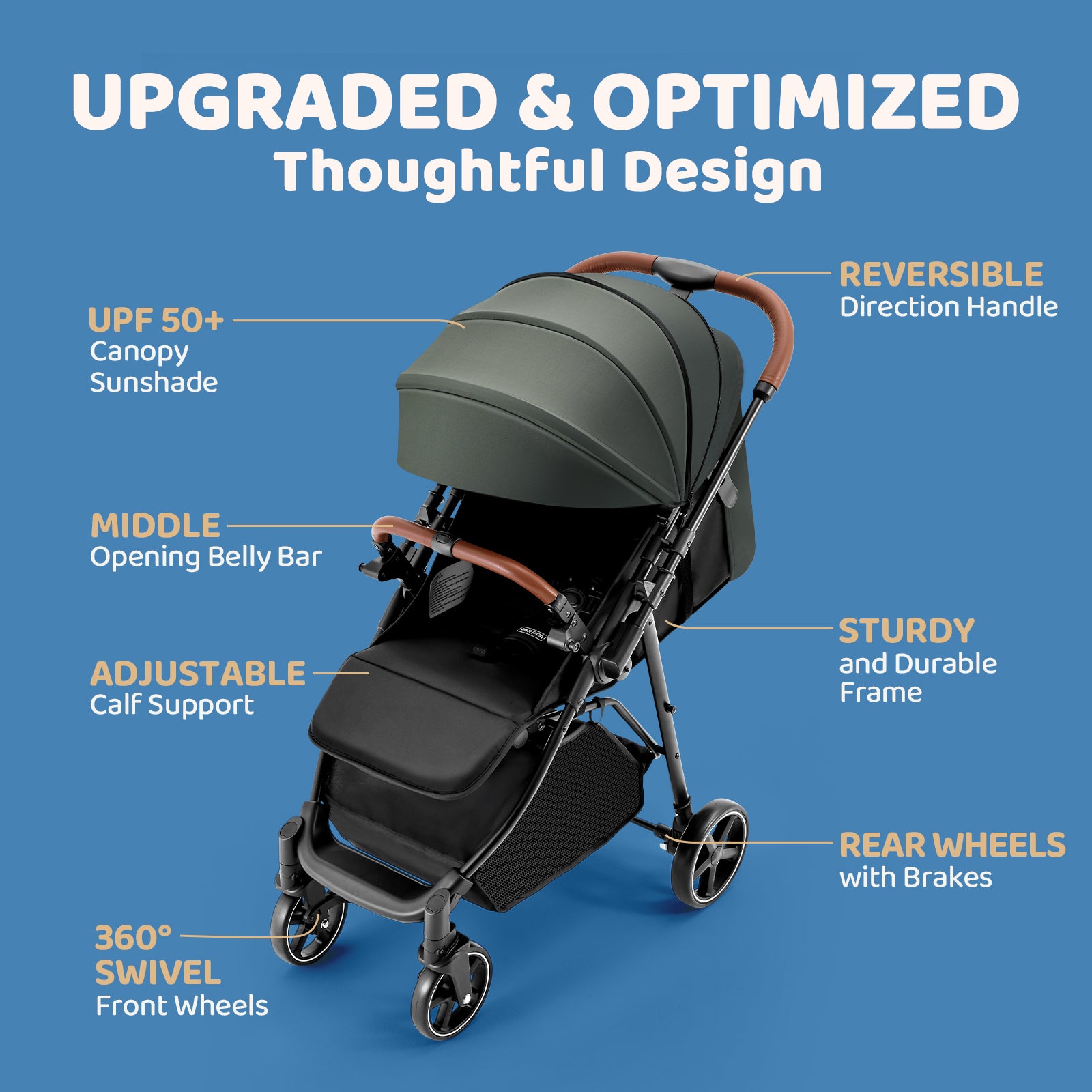 HARPPA Hugglo 2.0 Stroller | Travel Stroller with Single-Hand Fold for Toddlers