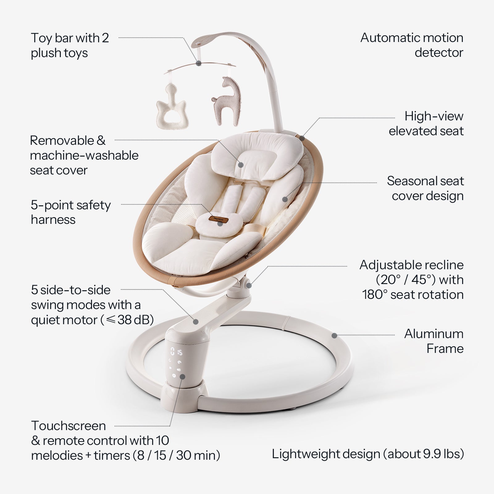 HARPPA Weddell Signature | Eye-Level Electric Baby Swing