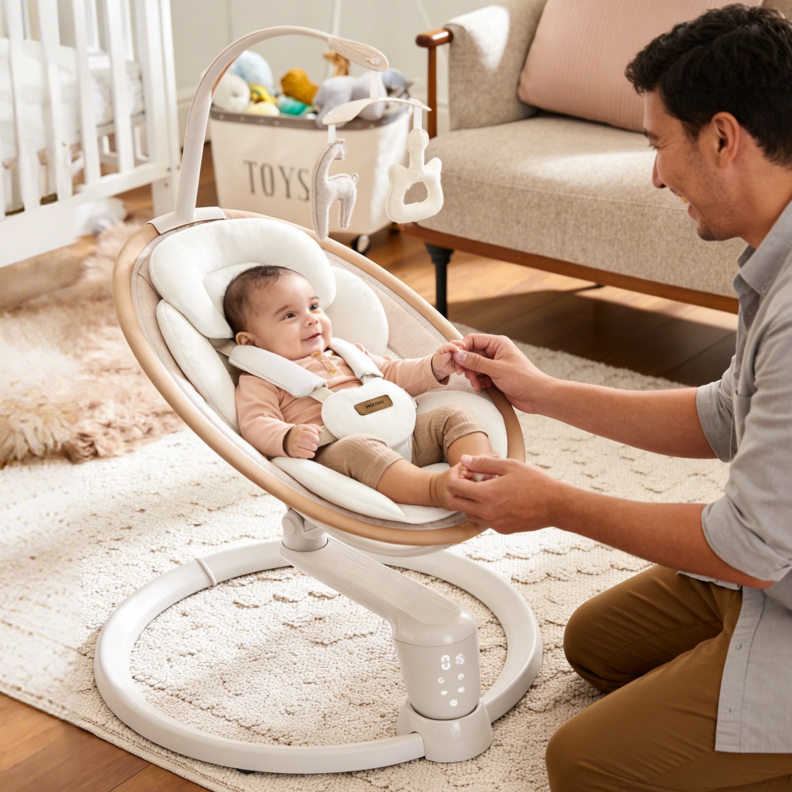 HARPPA Weddell Signature | Eye-Level Electric Baby Swing for