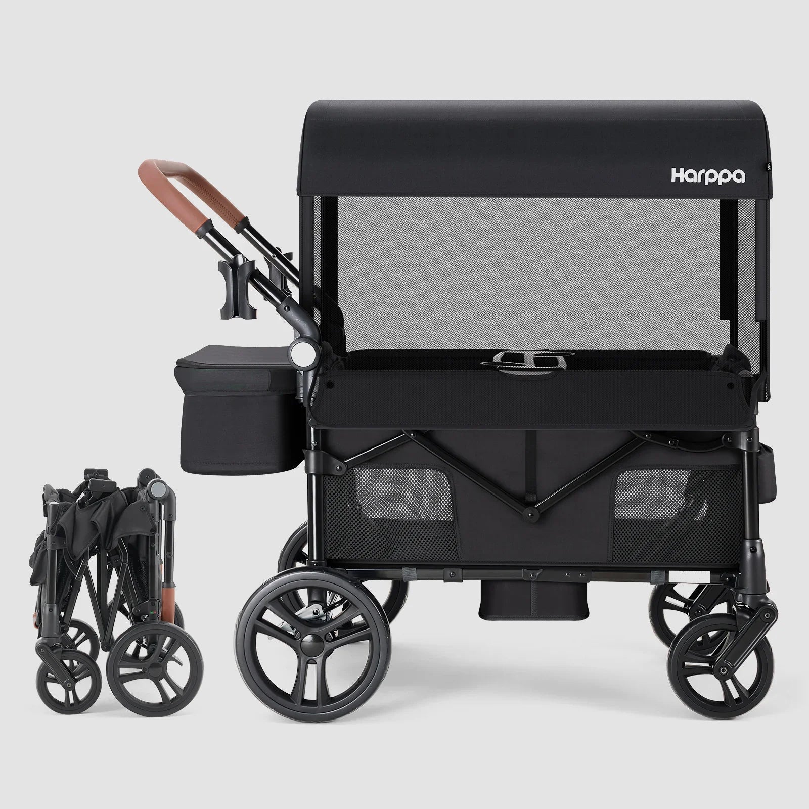 Harppa Remy 2-Seat Foldable Kids Wagon Stroller with Canopy, Snack