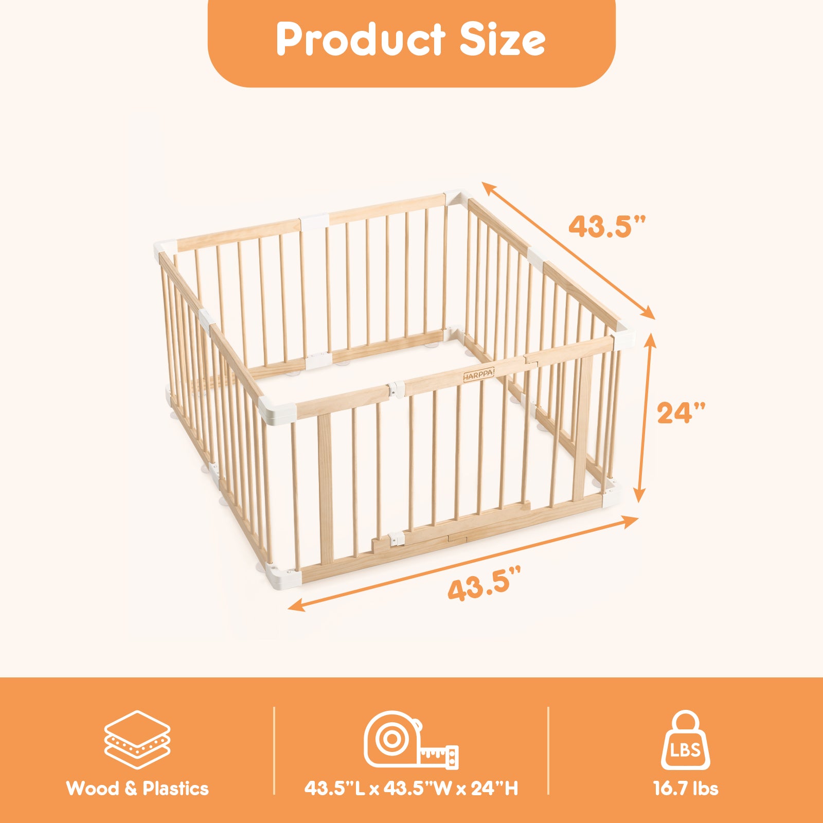 HARPPA Baby Gate Playpen Baby Fence for Babies and Toddlers