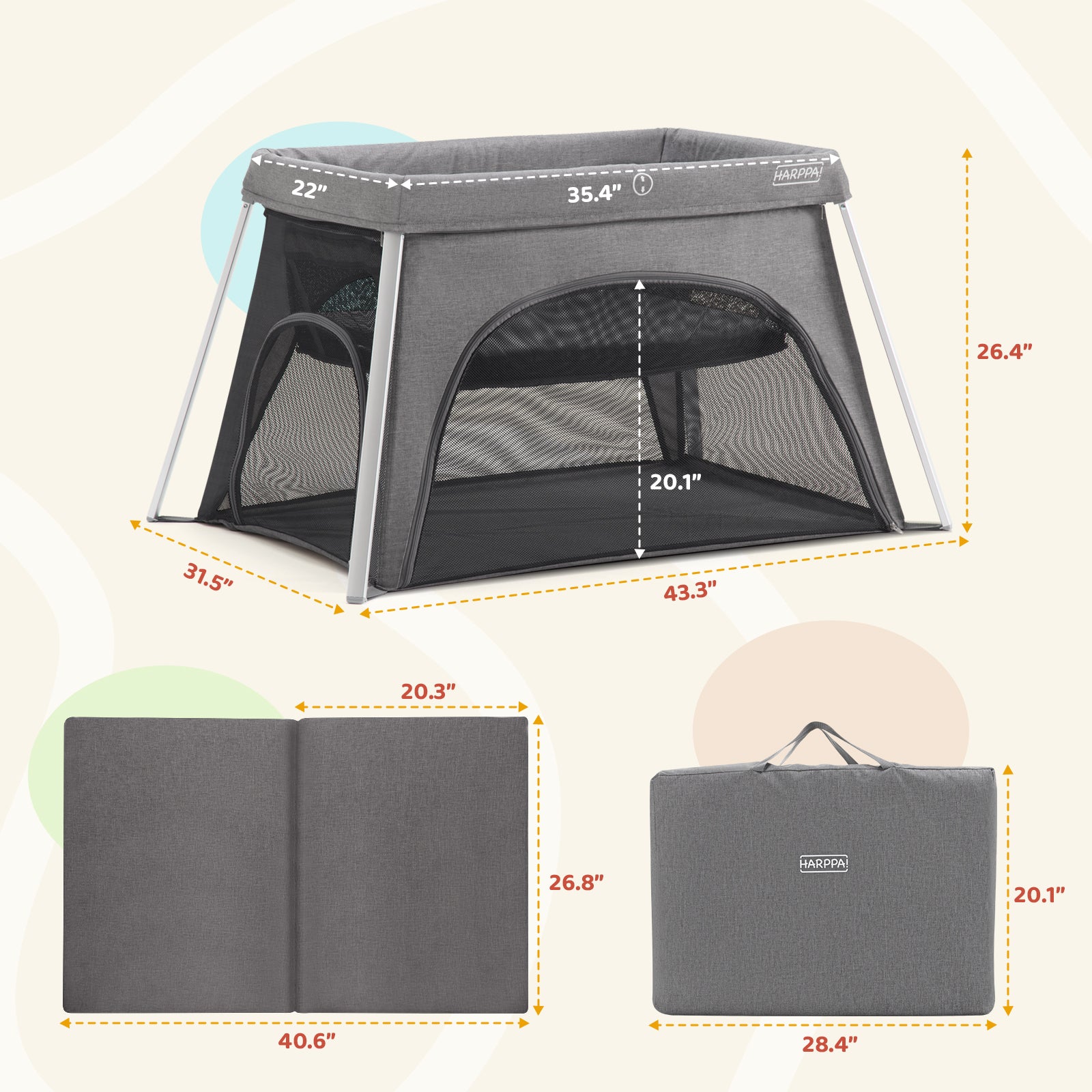 HARPPA Rossi Lightweight Pack n Play Travel Crib Playard