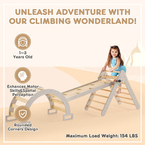 Harppa Large 3-in-1 Toddler Climbing Toys Indoor Pikler Triangle Set