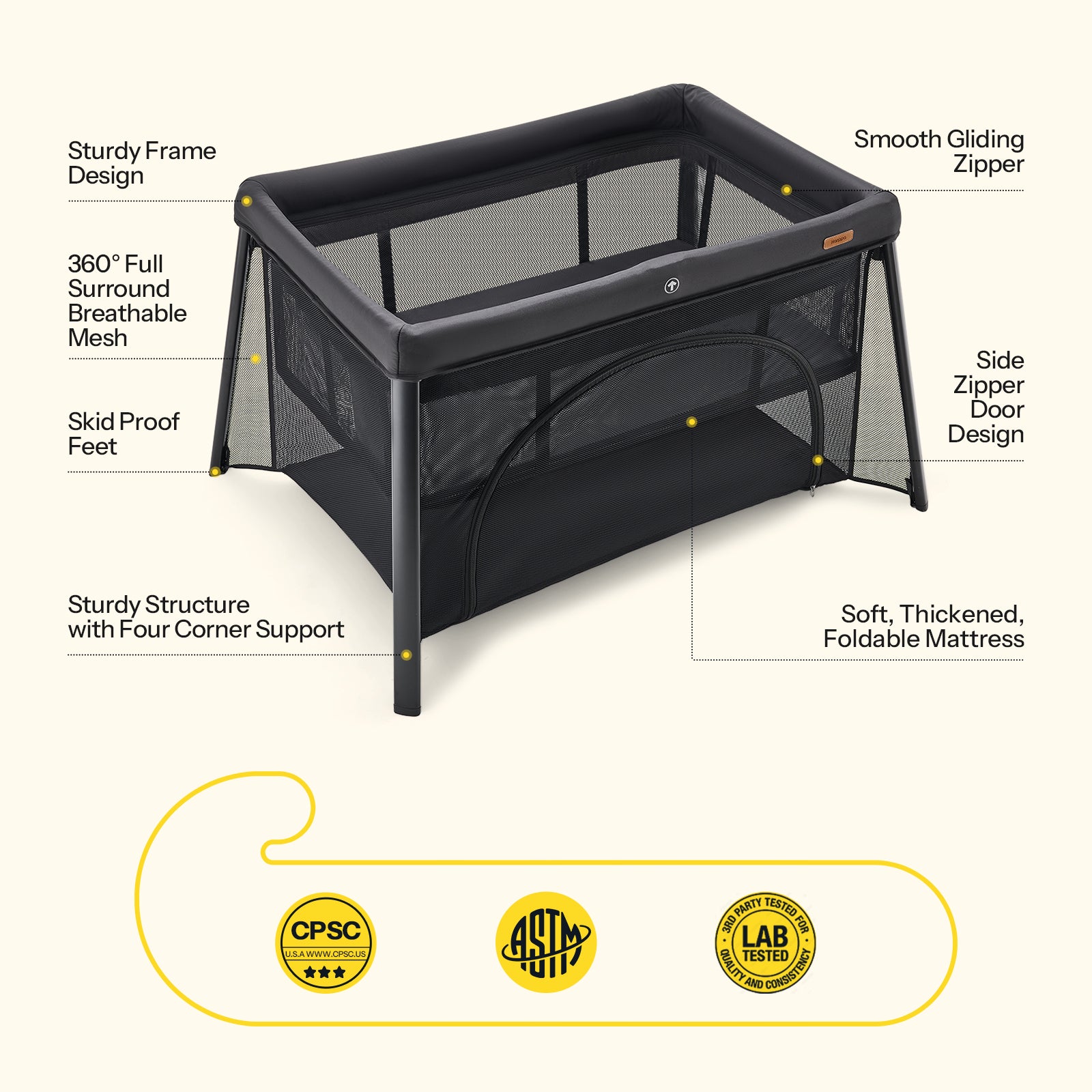 Harppa Rossi | Lightweight Pack n Play Travel Crib & Playard