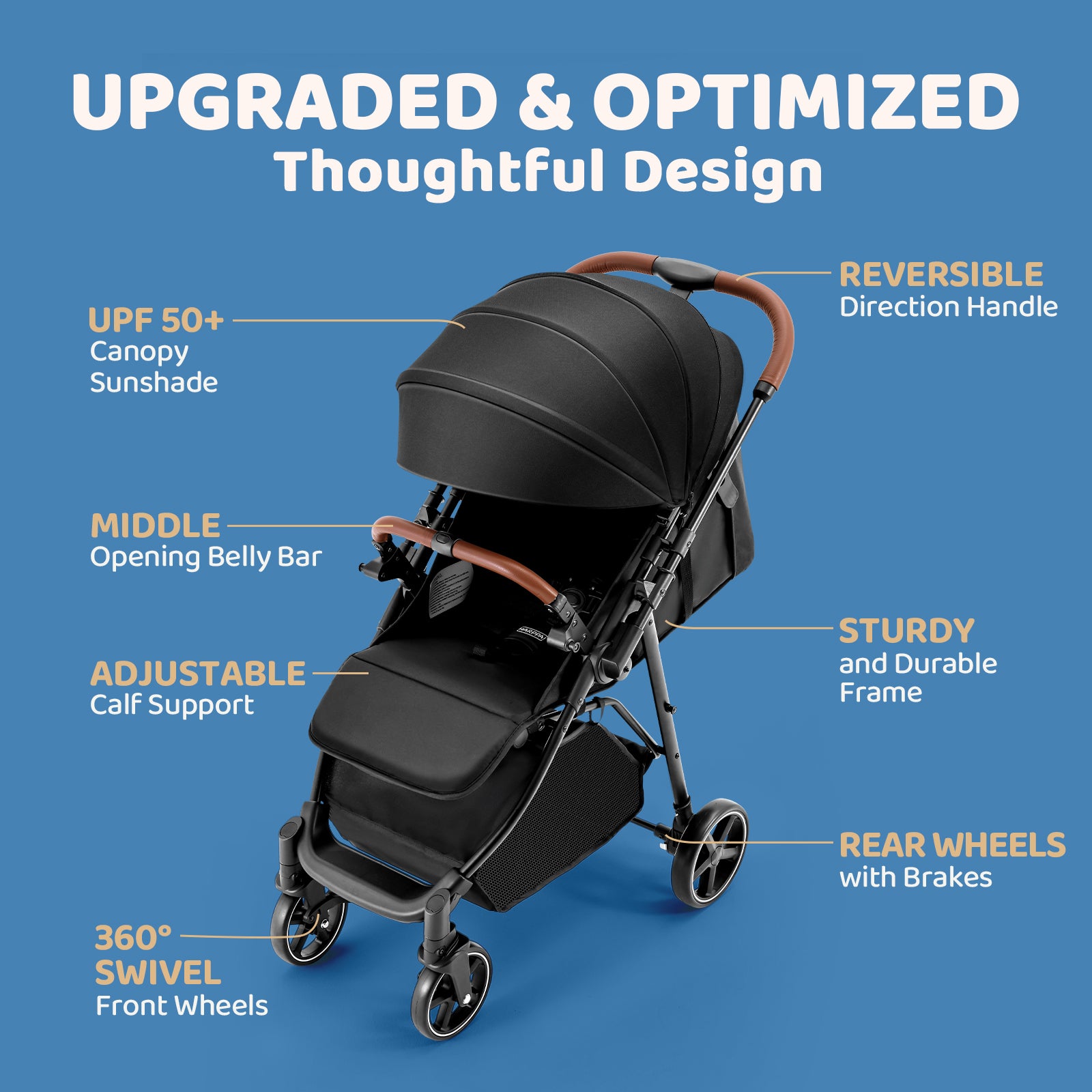 HARPPA Hugglo 2.0 Stroller | Travel Stroller with Single-Hand Fold for Toddlers