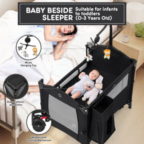 HARPPA 5-in-1 Pack and Play Baby Bassinet Bedside Crib