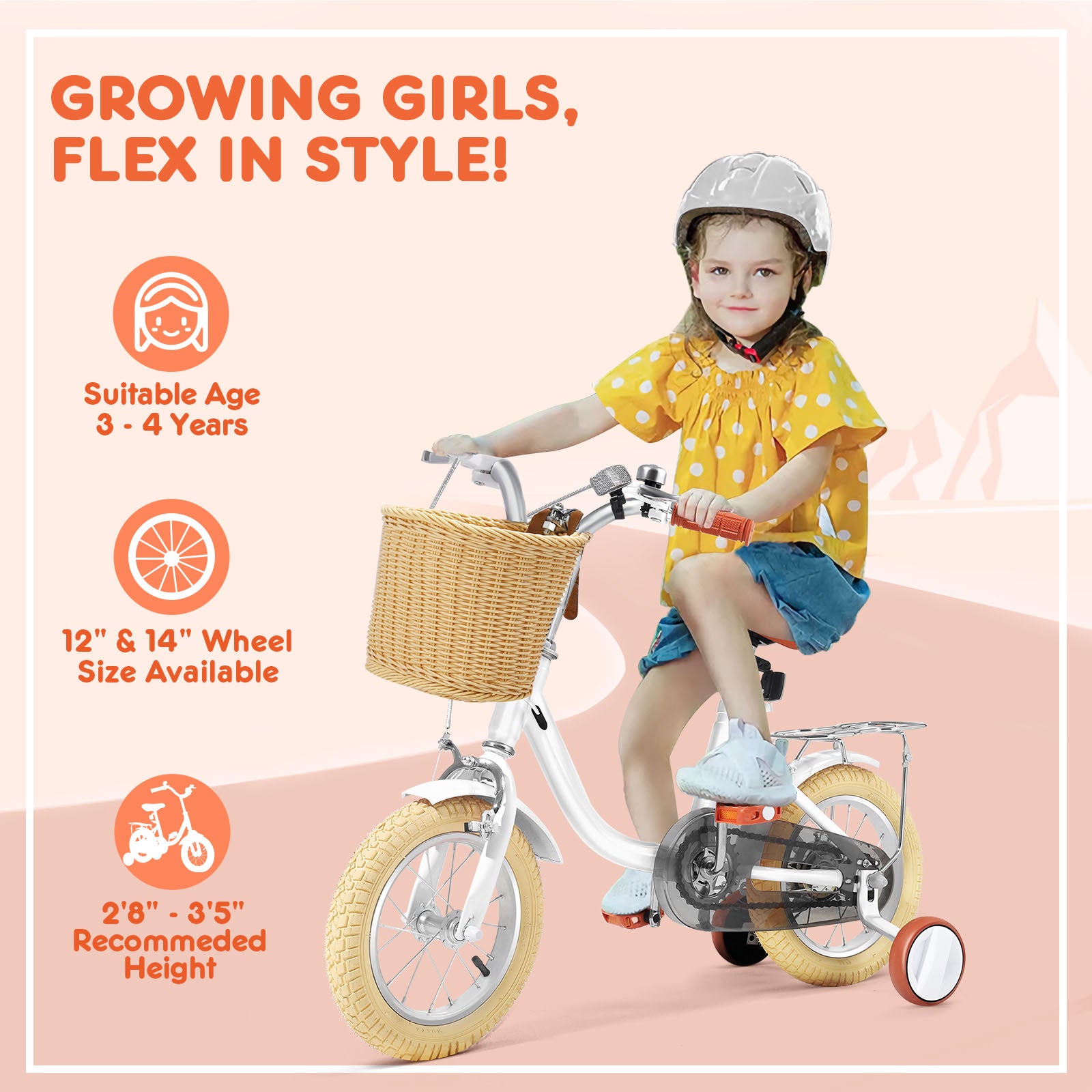 HARPPA Rido 12-14 Inch Kids Bike: Ideal Gift for Ages 3-5 with Training Wheels for Boys and Girls