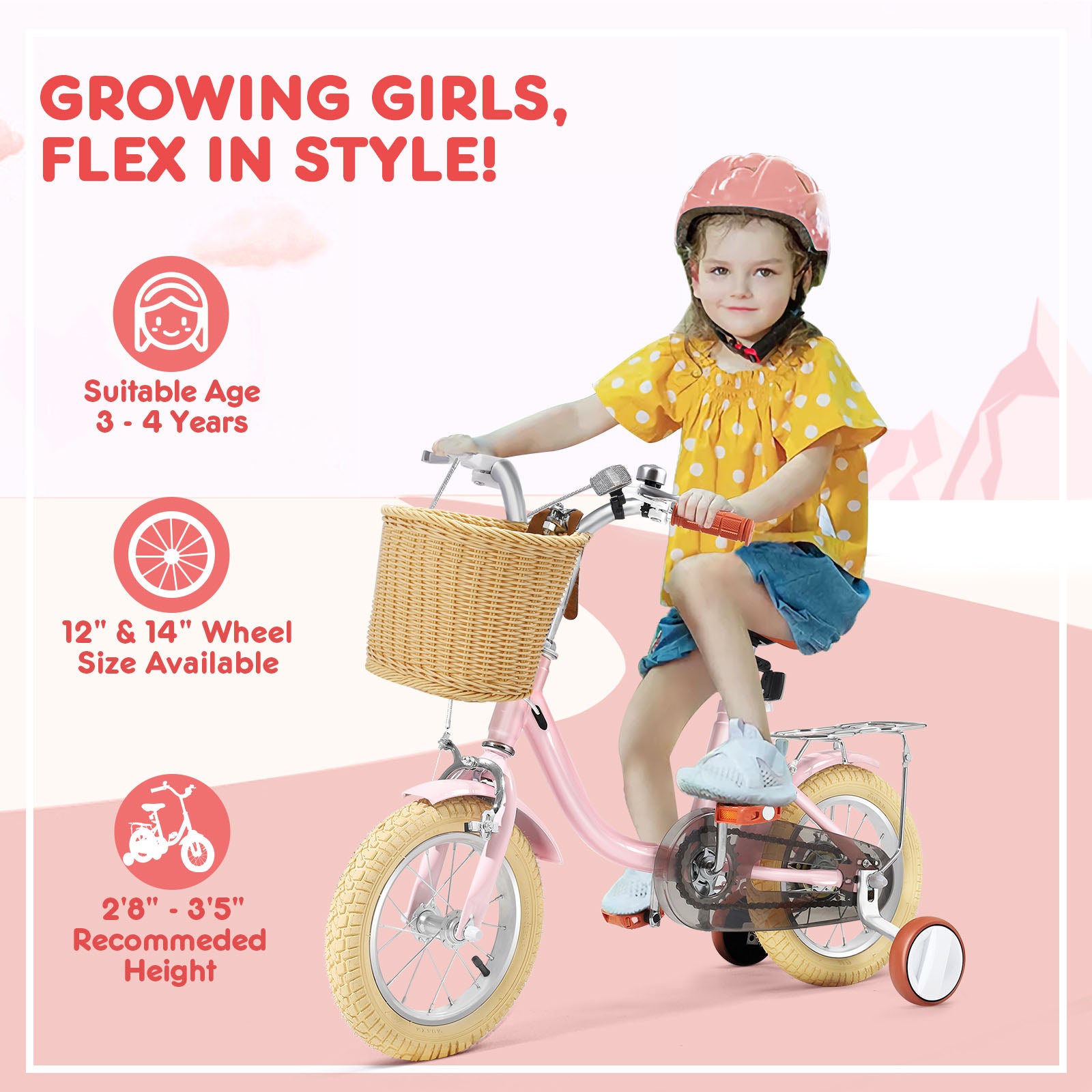 thumbnail image 2 of Kids Bike Training Wheels For 12 14, 16, 18, 20 Inch Tire Size With 2 of 14