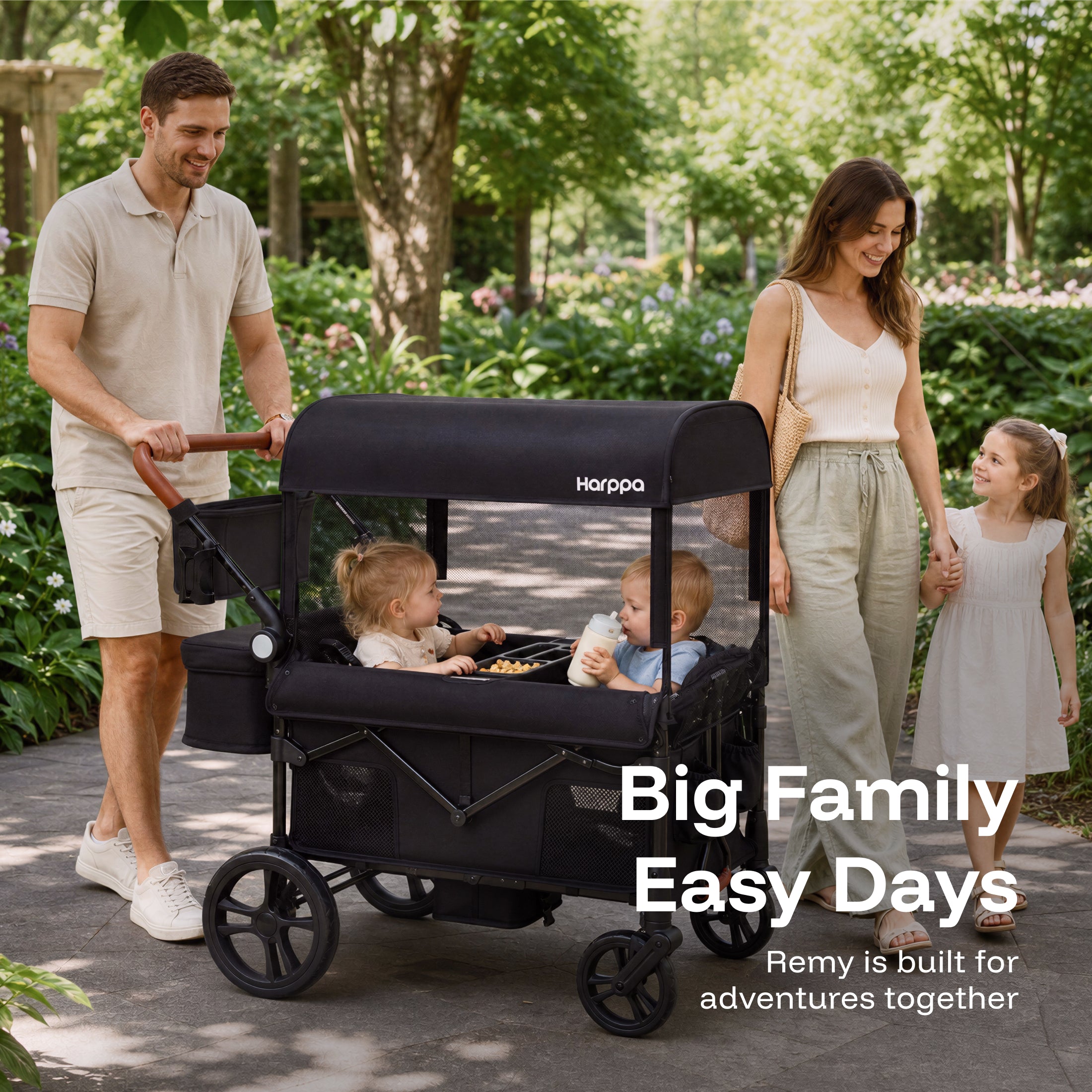 Harppa Remy XL 4-Seat All-Terrain Wagon Stroller with Canopy for 4