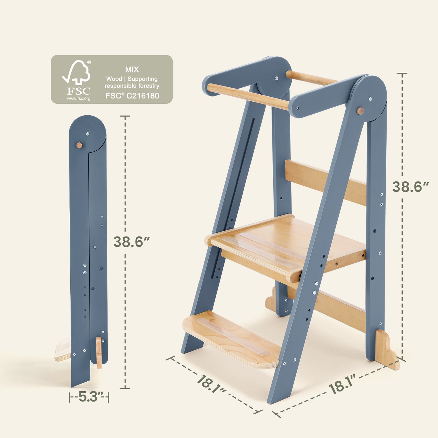 HARPPA Nordi | Foldable Toddler Tower – Compact Montessori-Inspired ...