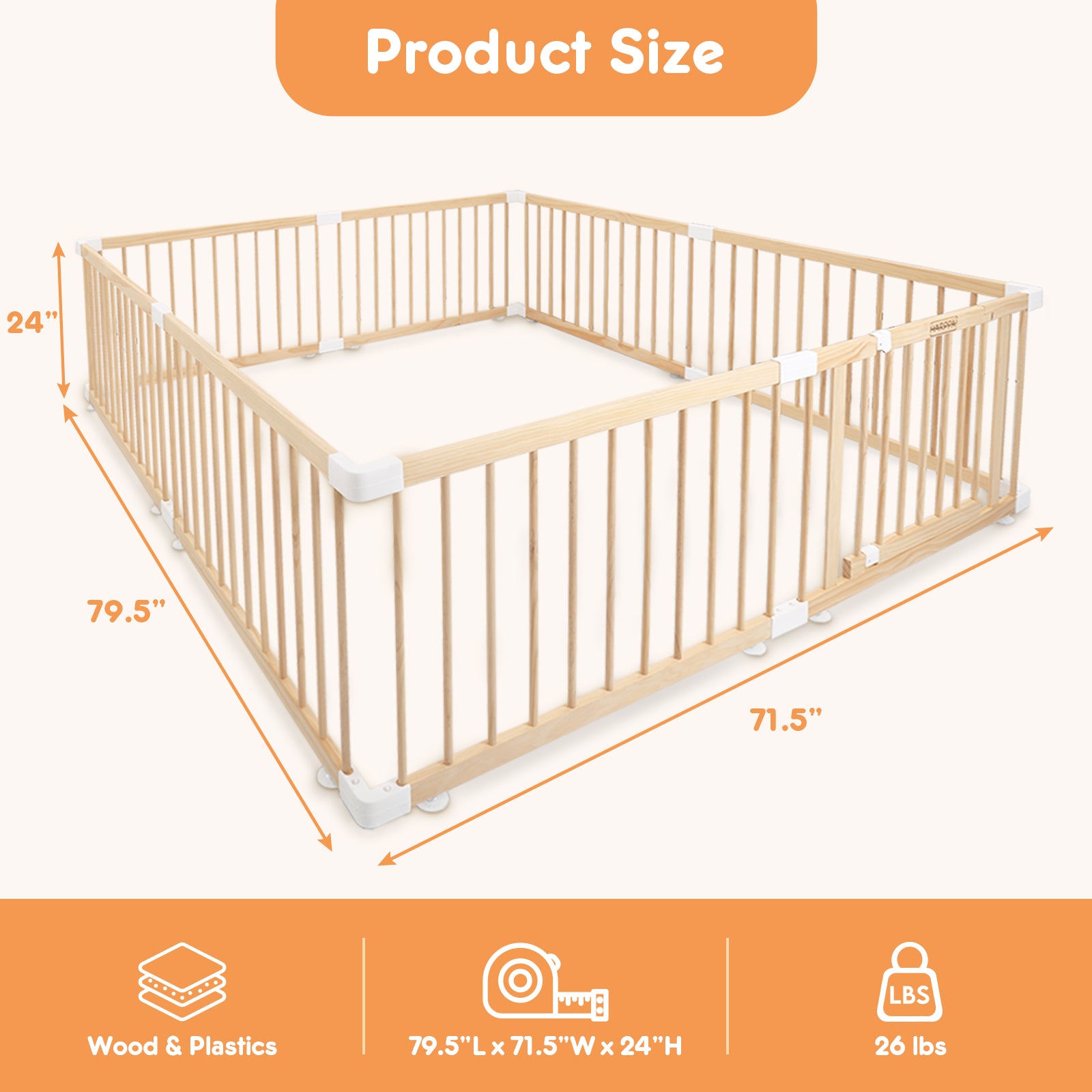 HARPPA Baby Gate Playpen Baby Fence for Babies and Toddlers