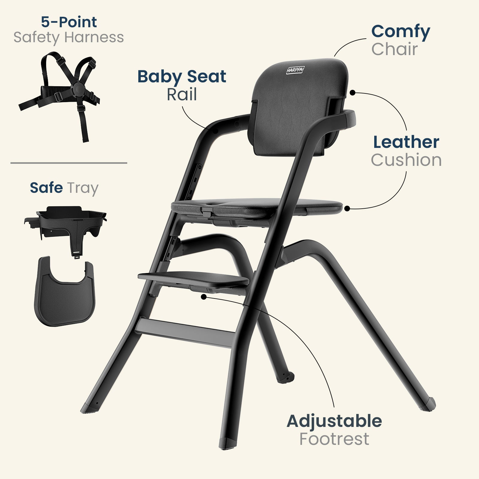 HARPPA Caspio | Adjustable Baby High Chair with Removable Tray